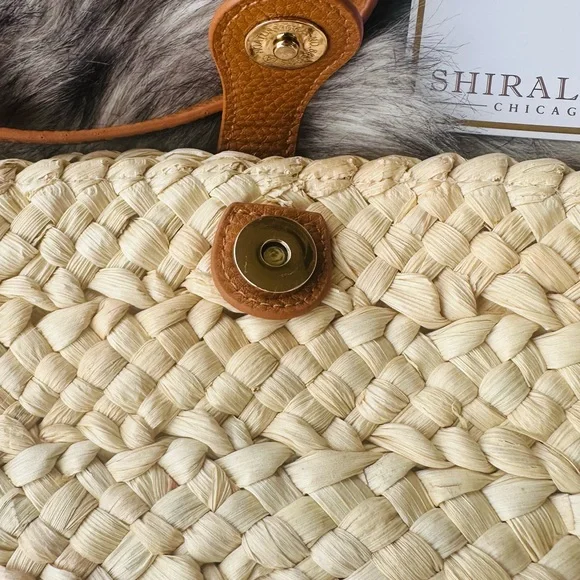 Shiraleah Chicago Mini Cream and Tan Crossbody Bag with Woven Design - Picture 3 of 7